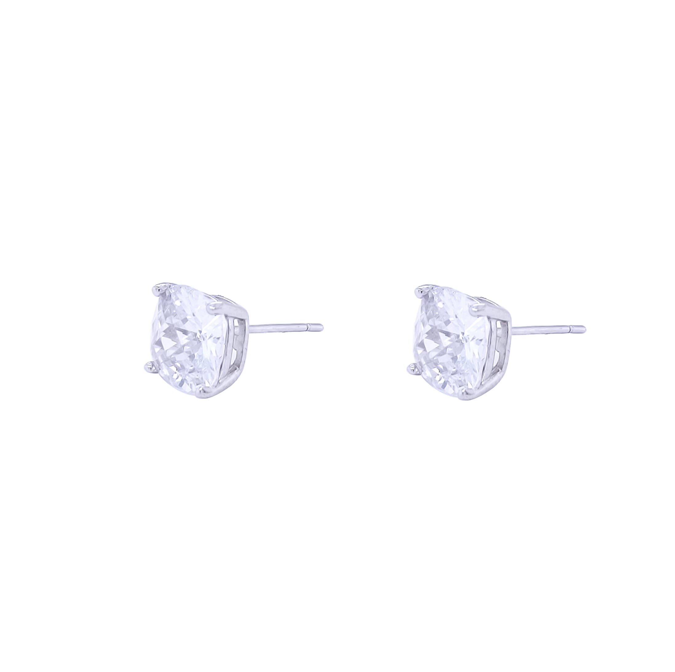 Asfour Stud Earring Made Of Sterling Silver 925 In A Square Shape And With A Clear Zircon Stone