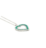 Asfour Crystal Necklaces With Clear & Green Zircon NK0004-G-Silver