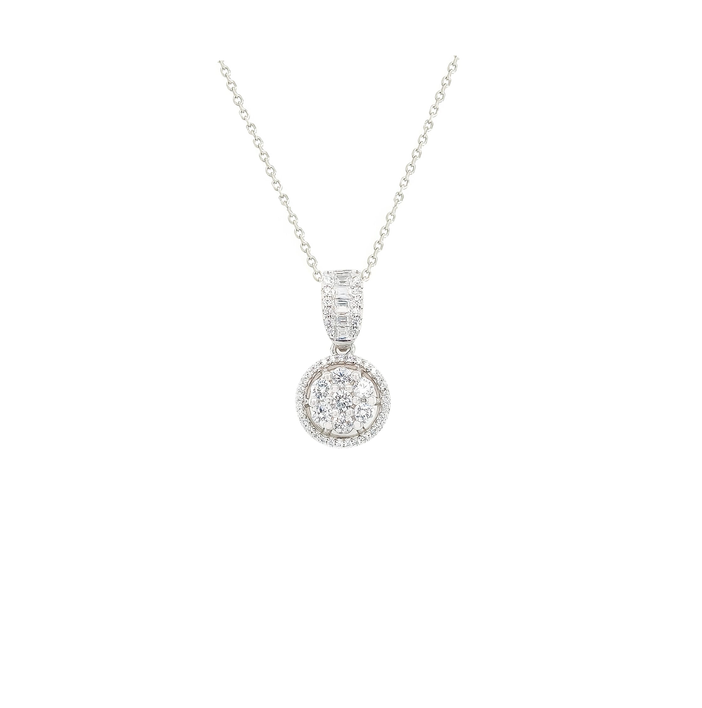 Asfour Crystal Necklaces With Clear Zircon NK0014-Silver