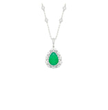 Asfour Crystal Necklaces With Clear & Green Zircon NK0020-G-Silver