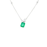 Asfour Crystal Necklaces With Clear & Green Zircon NK0022-G-Silver
