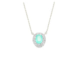 Asfour Crystal Necklaces With Clear & Green Antika Zircon NK0024-GA-Silver