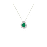 Asfour Crystal Necklaces With Clear & Green Zircon NK0044-G-Silver