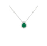 Asfour Crystal Necklaces With Clear & Green Zircon NK0045-G-Silver