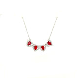 Asfour Crystal 925 Sterling Silver Red Heart Necklace