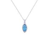 Silver Necklace Sterling 925 With Light Blue Stone-Necklaces-Asfour Crystal