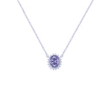 Sterling Necklace Silver 925 With Tanzanite Oval Pendant-Necklaces-Asfour Crystal