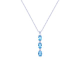 Asfour Sterling Silver 925 Chain With Blue Oval Three-lobed Pendant