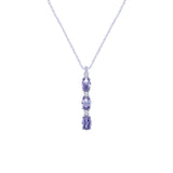 Sterling Necklace Silver 925 With Tanzanite Lobed Pendant-Necklaces-Asfour Crystal