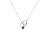 Asfour Sterling Silver 925 With A Pendant In The Form Of Two Rings And Decorated With A Red Stone
