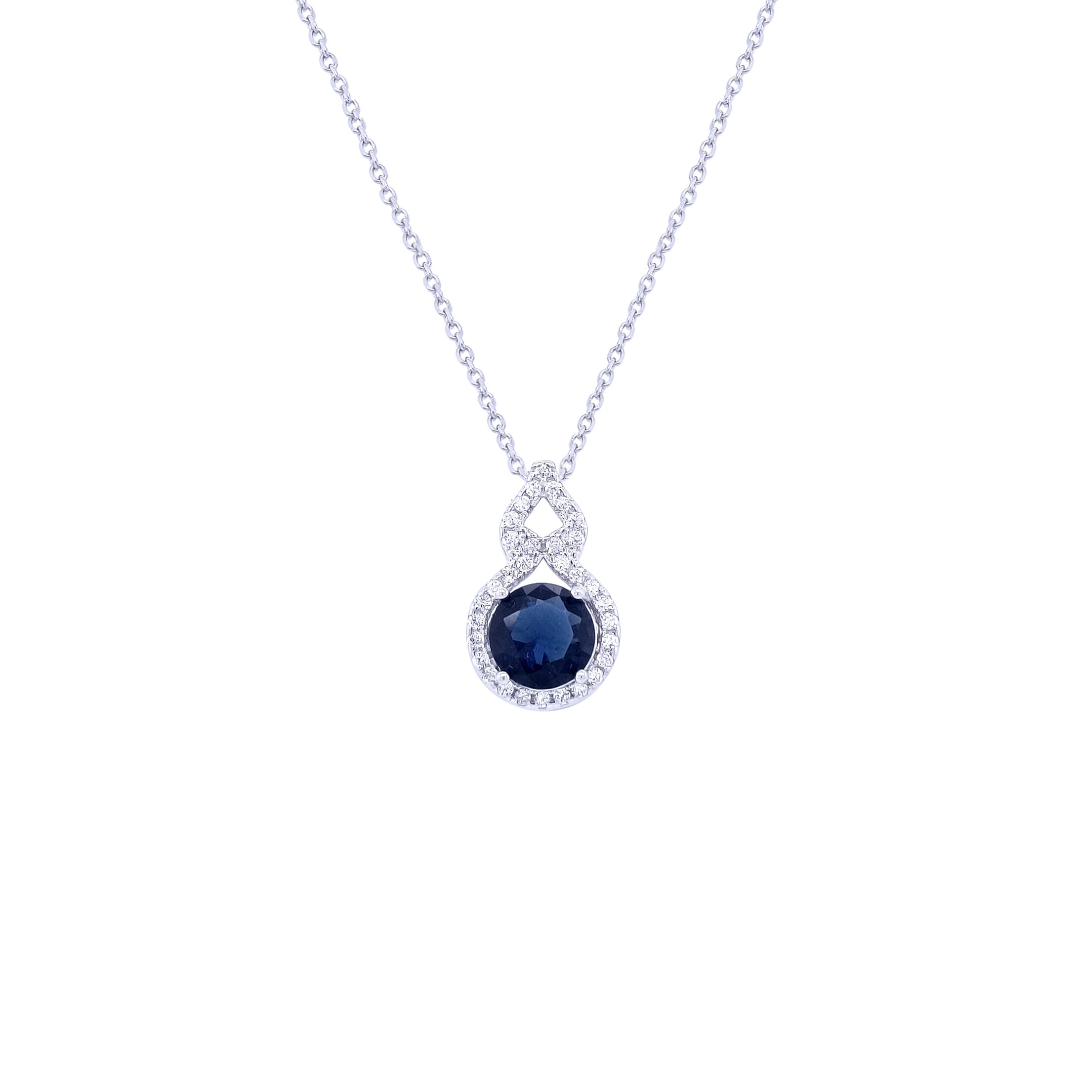 Asfour Sterling Silver 925 With A Pendant With A Circular Design Inlaid With A Blue Stone
