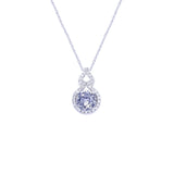 Asfour Sterling Silver 925 With A Circular Pendant Inlaid With A Tanzanite Stone