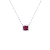 Asfour Sterling Silver 925 With A Square Design Pendant Decorated With A Red Stone