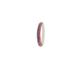 Asfour Crystal 925 Sterling Silver  Circle Ring With Fuchsia Zircon Stones