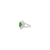 Asfour 925 Sterling Silver Ring - Pear + Round Zicron Stone, Clear andGrean Medium Size 8 - RE0047-G-8